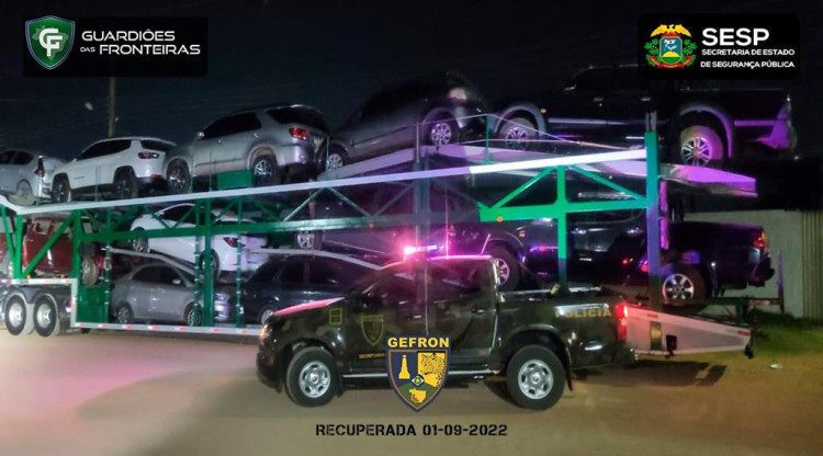 Comodoro: Gefron localiza veículo furtado de João Pessoa em caminhão cegonha