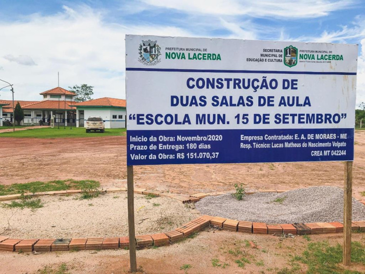 Duas salas de aula estão sendo construídas na comunidade São Judas em Nova Lacerda