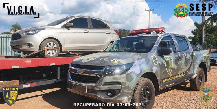 Em Porto Esperidião, Gefron recupera carro roubado da cidade de Cáceres