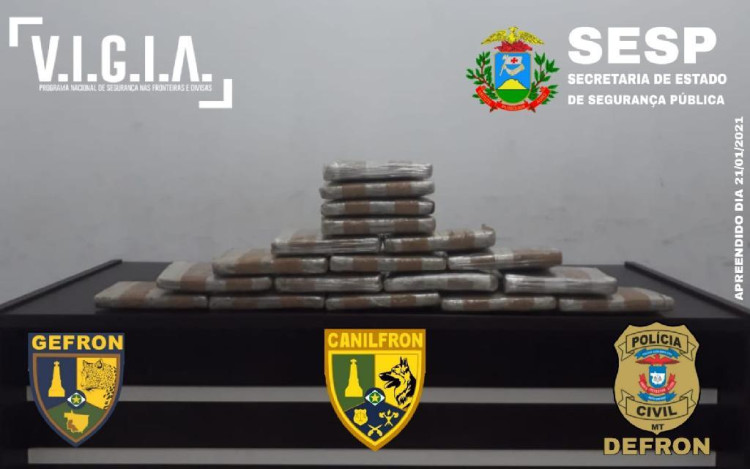 Forças de Segurança apreendem 18 tabletes de super maconha em Cáceres