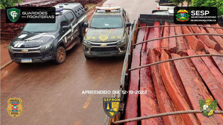 Gefron apreende 744 de lascas de aroeira em Vila Bela da Santíssima Trindade