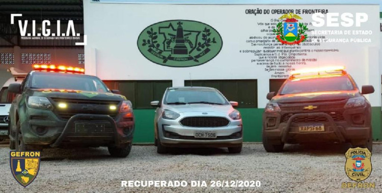 Gefron recupera dois veículos em patrulhamento no município de Porto Esperidião