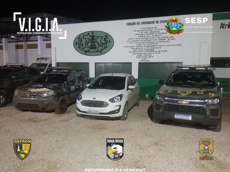 Gefron recupera veículo roubado em Porto Esperidião e uma pessoa acaba presa