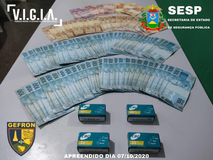 Homem é detido pelo Gefron com munições e mais de sete mil reais