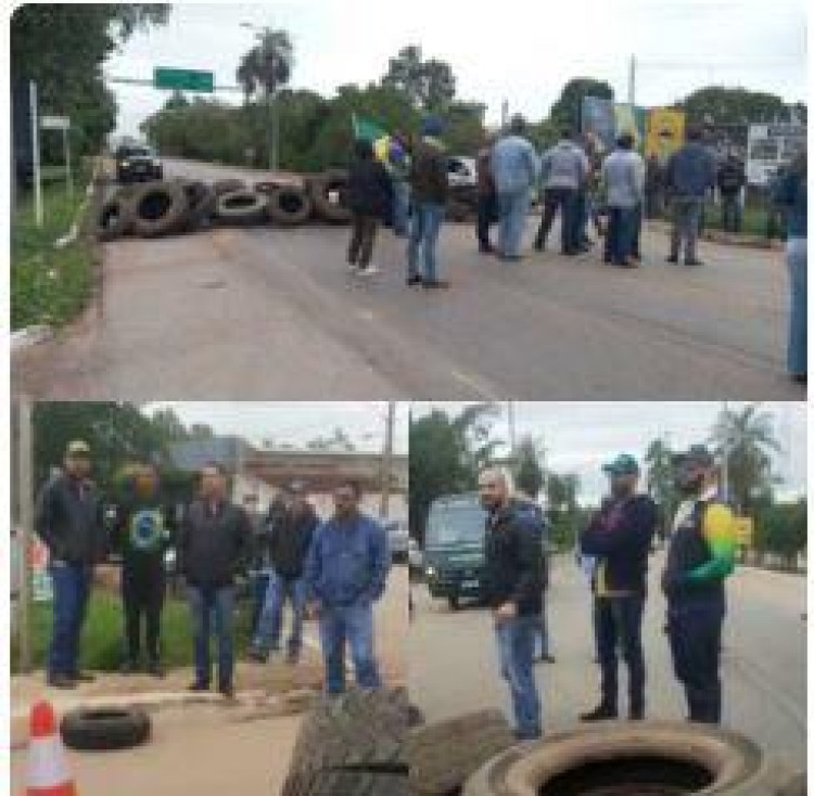 Inconformados com eleição, bolsonaristas trancam ponte na BR 070 de Cáceres