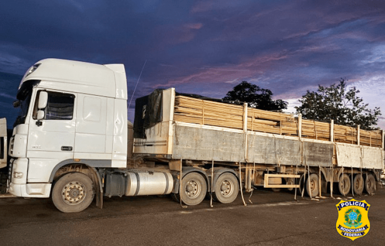 Madeira transportada de forma irregular é apreendida pela PRF em Pontes e Lacerda