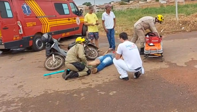 Segunda-feira começa com o registro de um acidente entre moto e carro em Pontes e Lacerda