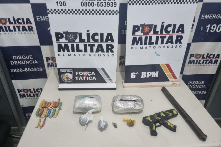 Polícia Militar apreende menor integrante de facção com drogas e arma de brinquedo em Cáceres