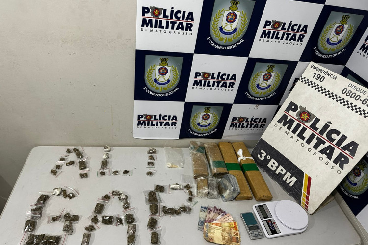 Dupla é presa por tráfico de drogas e PM apreende tabletes e 200 porções de maconha