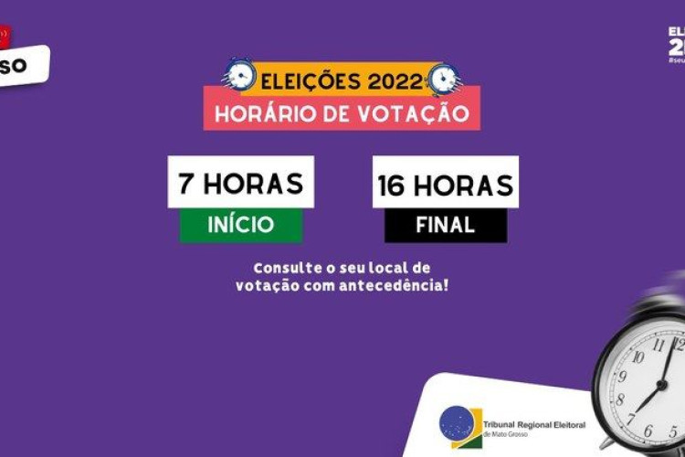 Eleições 2022: Em Mato Grosso horário de votação será das 7h às 16h