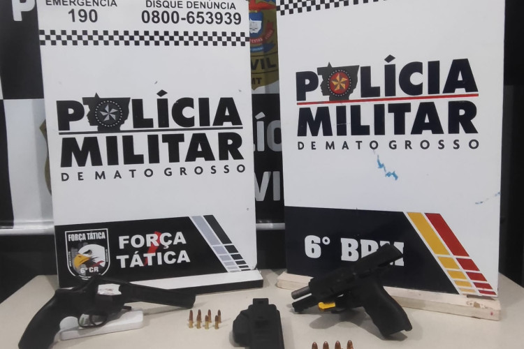 Força Tática prende casal com armas de fogo e munições durante festa em Cáceres