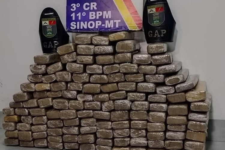 PM apreende 125 tabletes de maconha avaliada em R$ 200 mil em MT