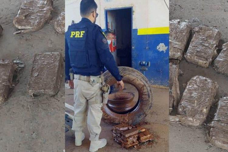 PRF apreende cocaína escondida no interior de estepe
